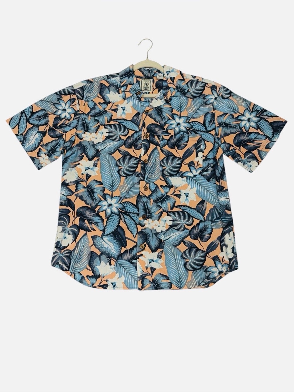 Roundtree & Yorke Men’s M Tropical Floral Button Down Shirt Short Sleeve